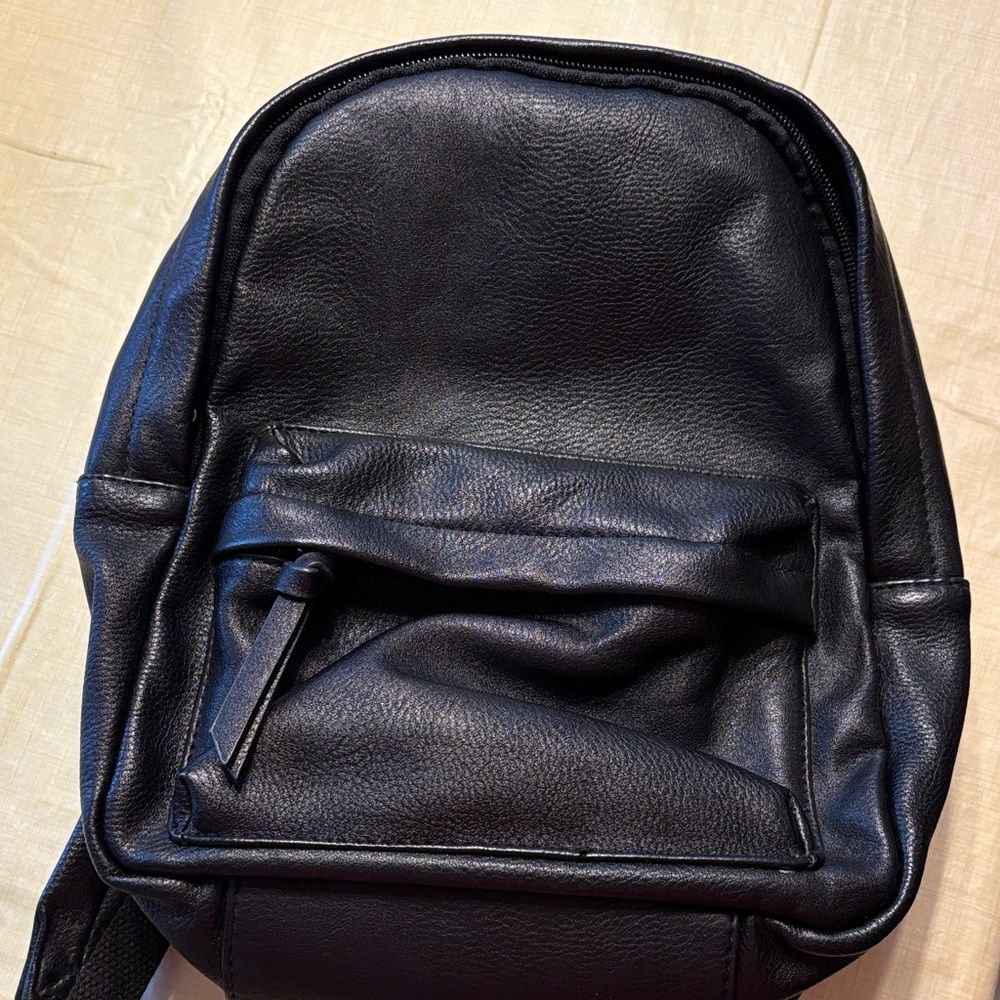 NWOT Black Leather Like Backpack - Small Size